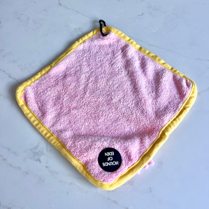 Mini Dog Towel + Clip, Pink & Yellow
