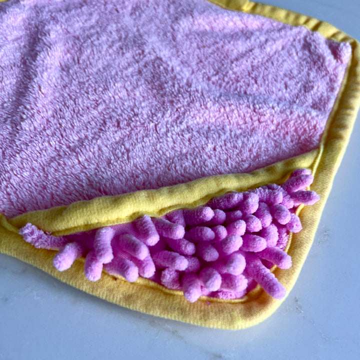 Mini Dog Towel + Clip, Pink & Yellow