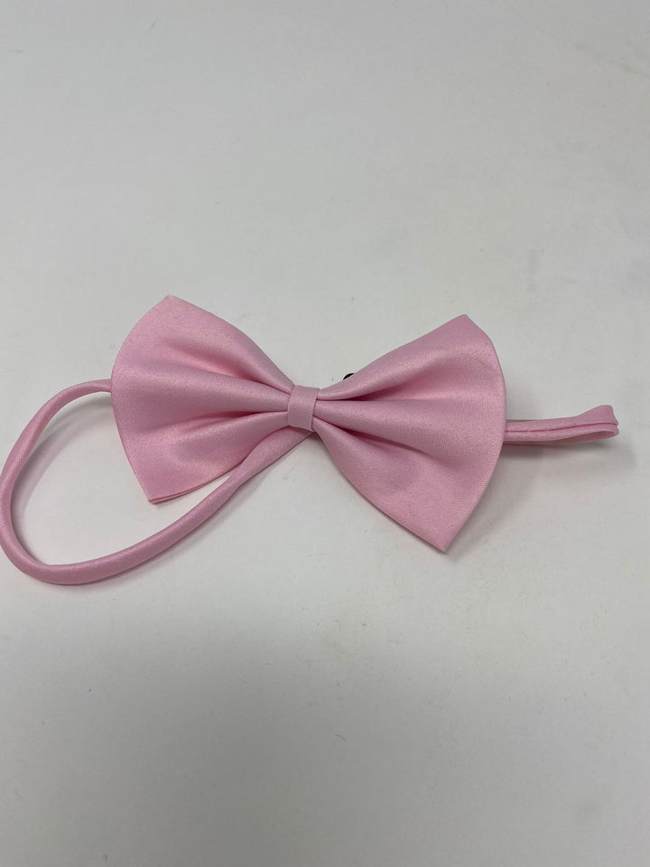 Outlet  - BABY PINK SATIN DOG BOW TIE - 0029